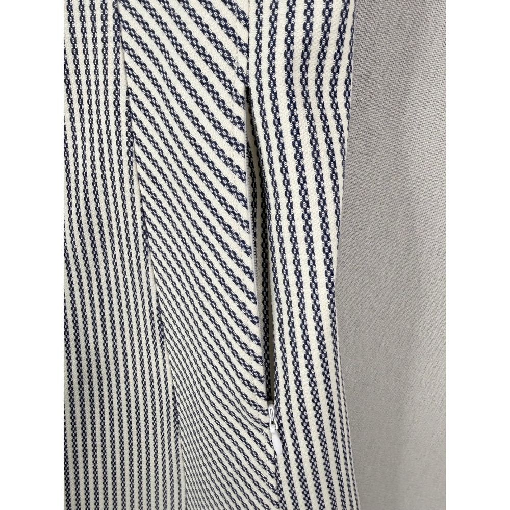 Theory Helaina Sayre Stripe Dress Women 6 Navy Blue White Wool Blend Sleeveless - Picture 4 of 10